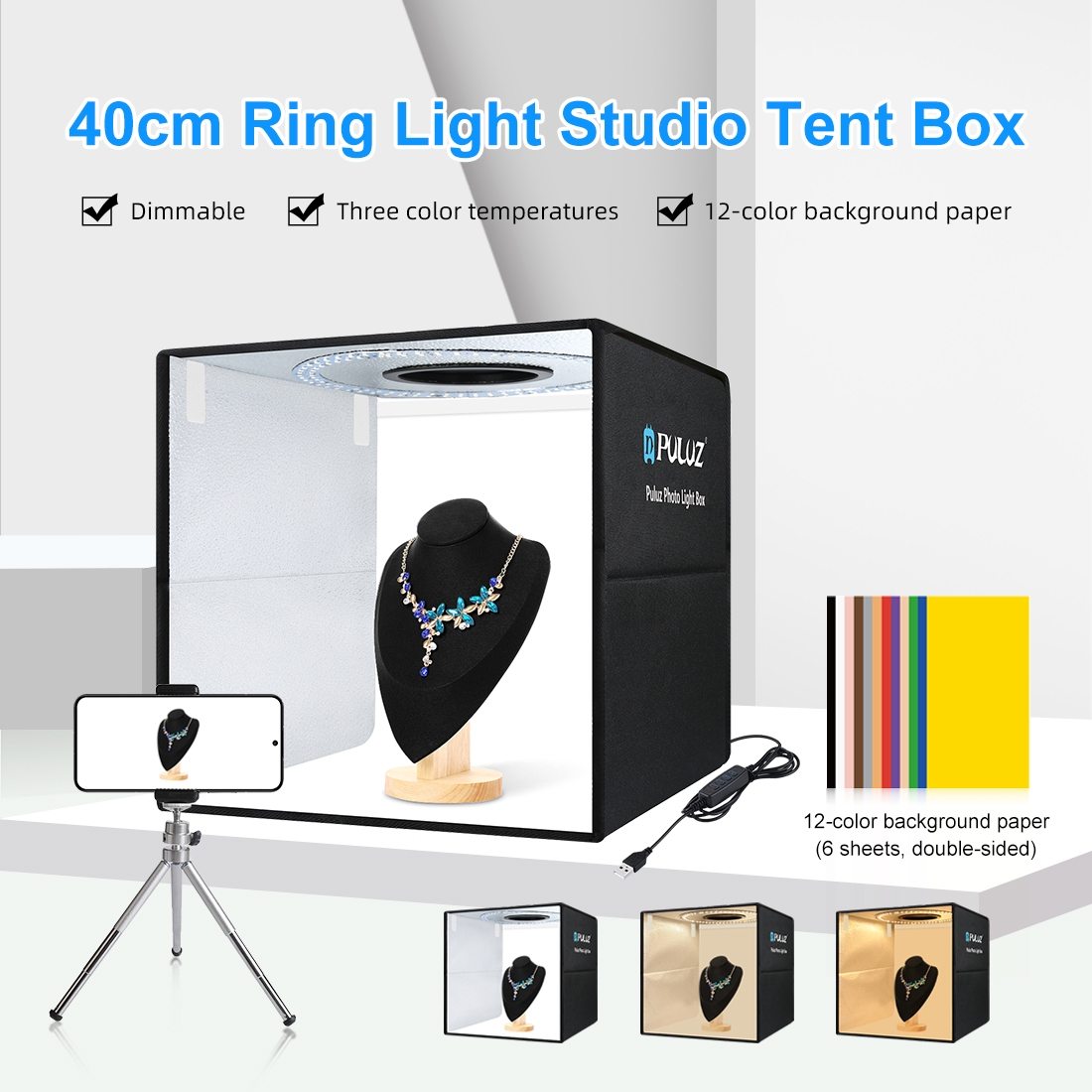 Photography Lighting Meter - PULUZ 40cm Katlanabilir Taşınabilir Halka Işık