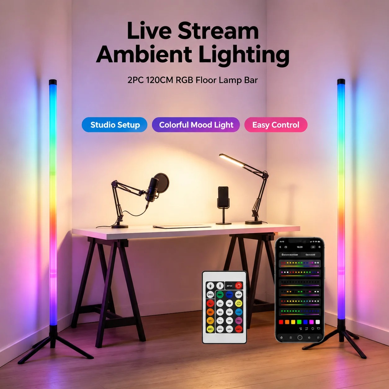 2 Adet 120CM RGB Yer Lambası,  - Photography Lighting Game incelemesi ve fiyatı